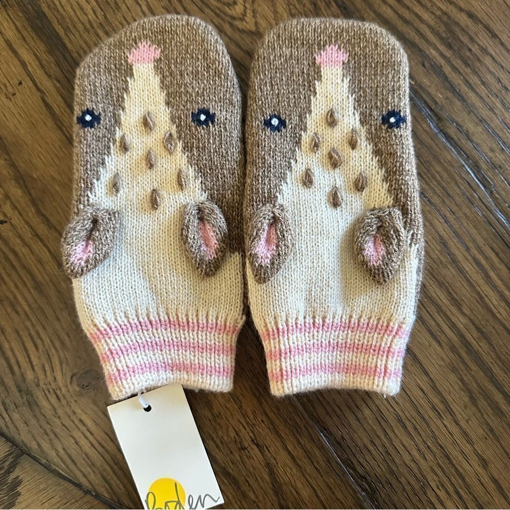 Mini Boden Deer Knit Mittens NWT